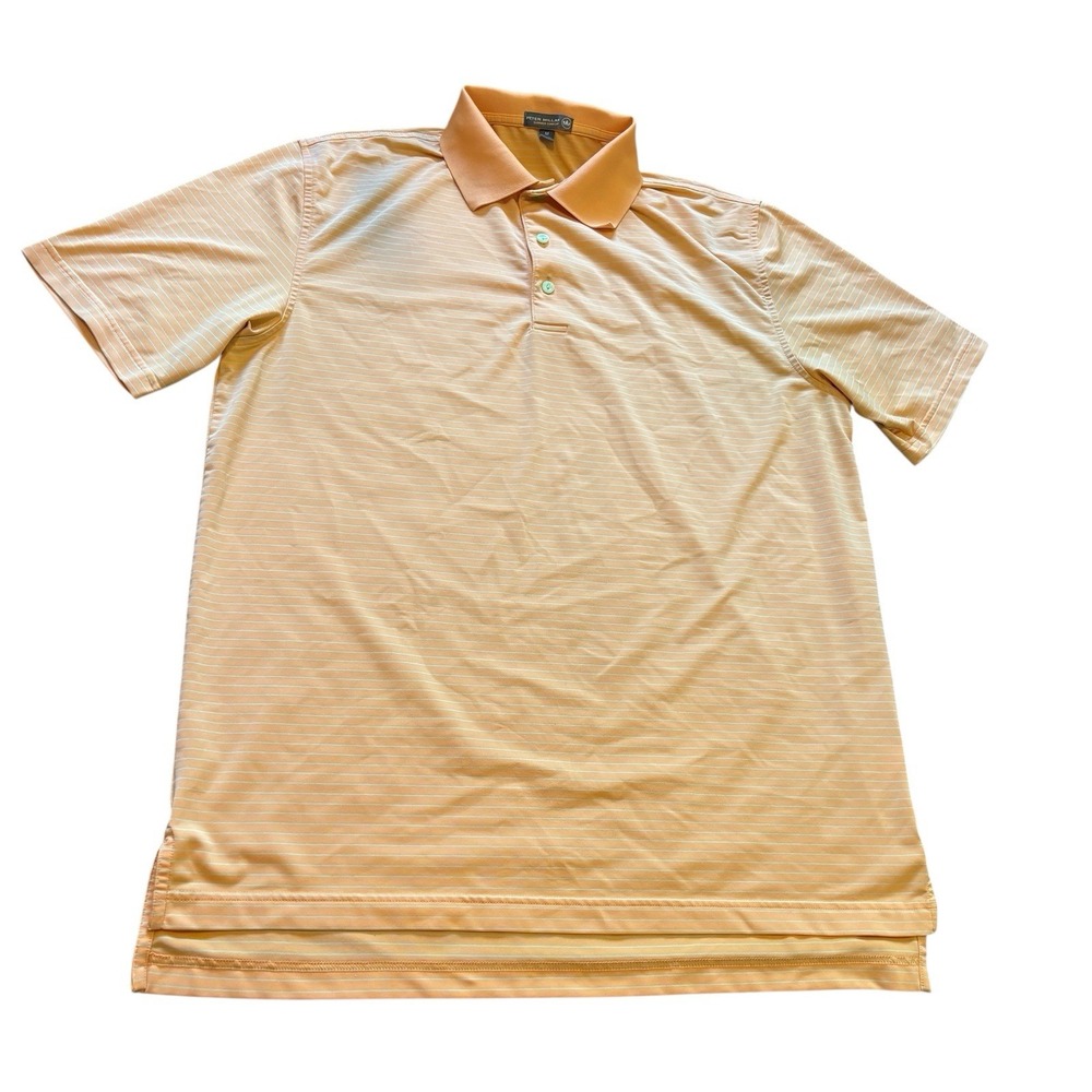 Peter Millar Summer Comfort New Albany Golf Polo Orange Green‎ Size Medium